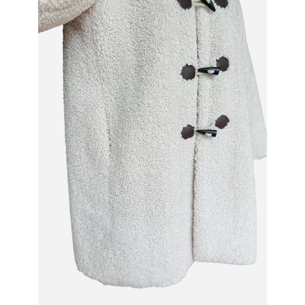 J Crew Sherpa Teddy Faux Fur Shearling Toggle Button Cream Coat Women Size XL - Picture 8 of 11